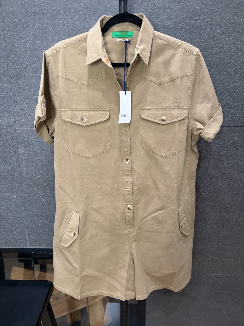 Clare V Cargo Jumpsuit Khaki Size Medium - Picture 7 of 13